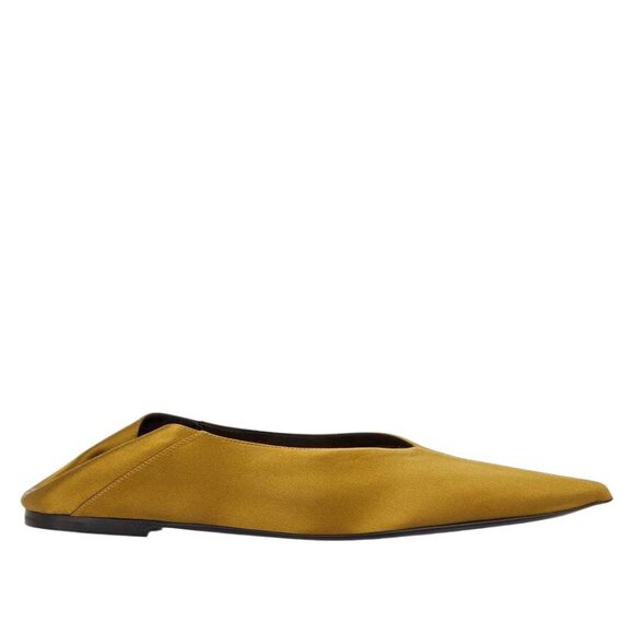 Saint Laurent Carolyn Slipper in Cuba Gold 40 With Box Womens Satin Flats - Picture 2 of 15